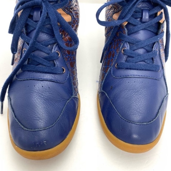 Reebok Alicia Keys Leather High Top Boot Wedge Sneakers in Blue Bronze Size 10 - Picture 4 of 14